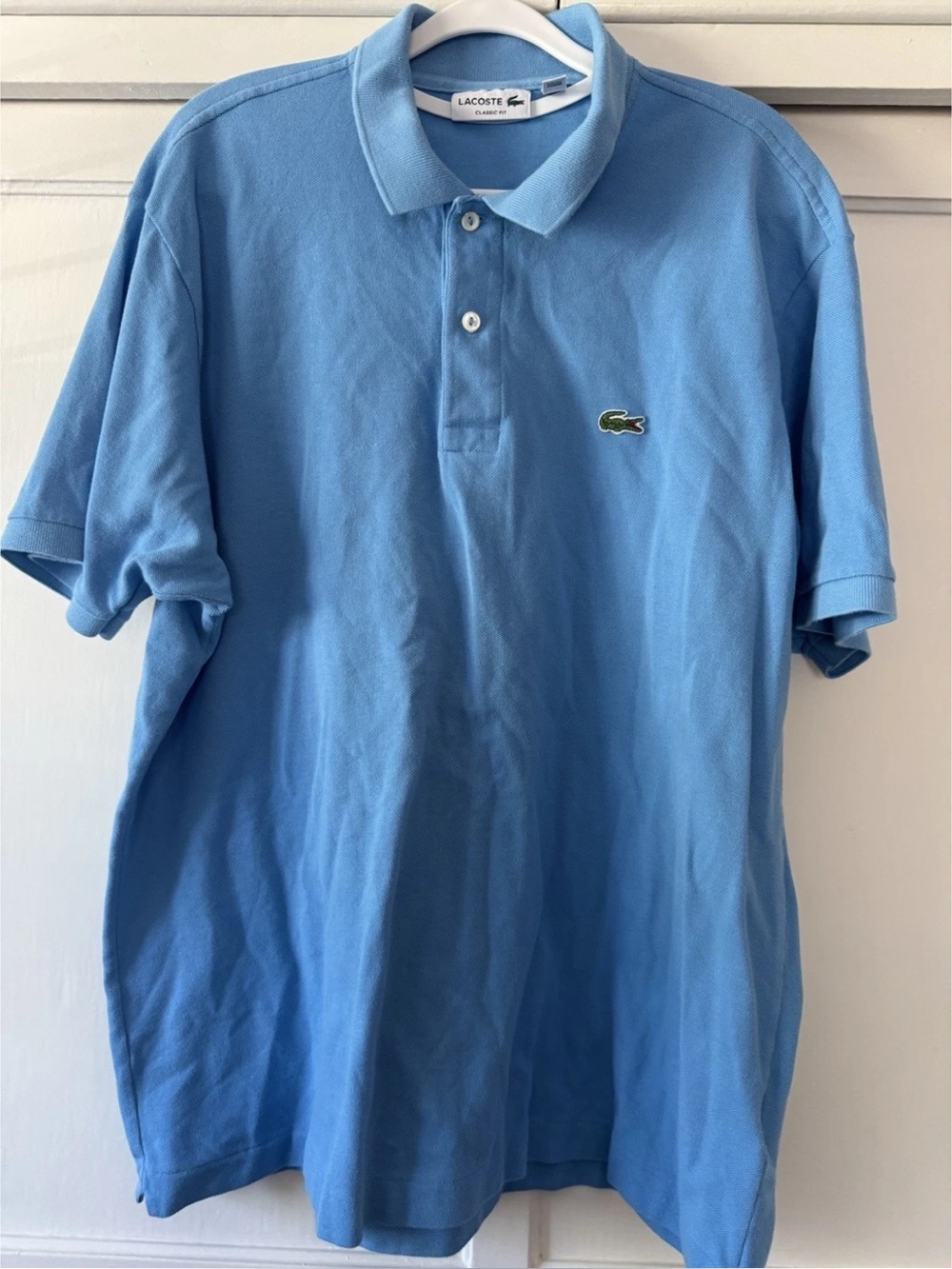Lacoste Men’s Sky Blue Short Sleeve Polo with Crocodile Logo Cotton Sz XL